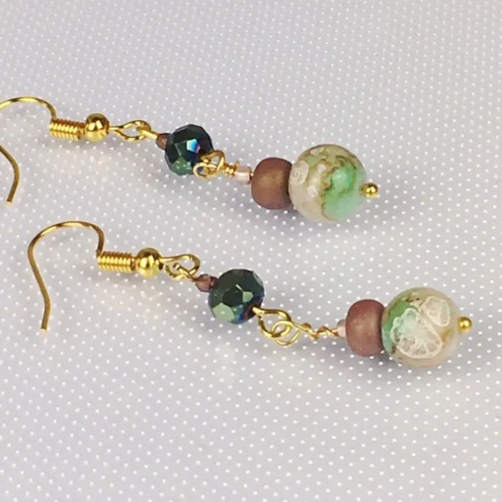 Artisan Made~Spruce & Taupe Earrings